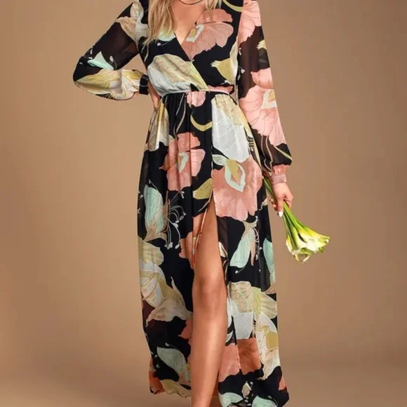 Lulu's Green Long Sleeve Sundress with V-Neck - Picture 6 of 9